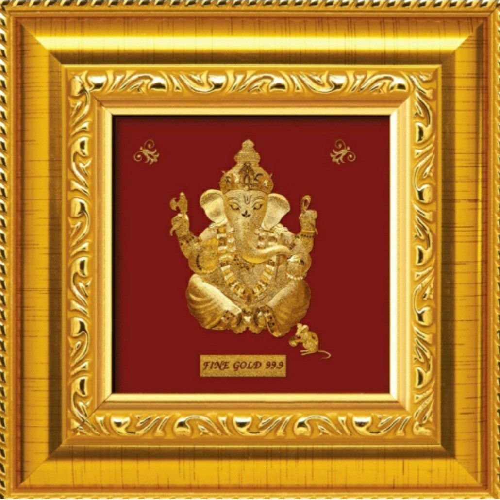 24 k gold god babY ganesha photo frame rj-pga04